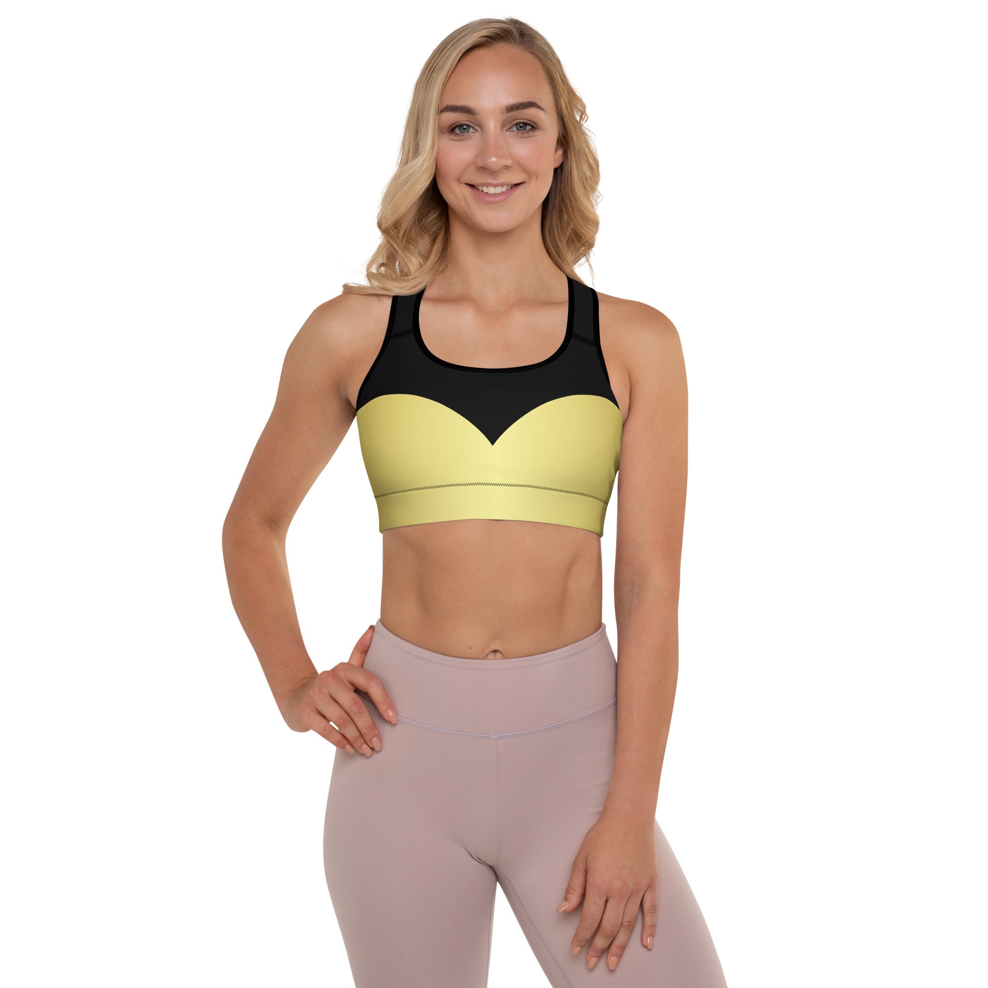 Black & Gold Shine Color Block Sports Bra